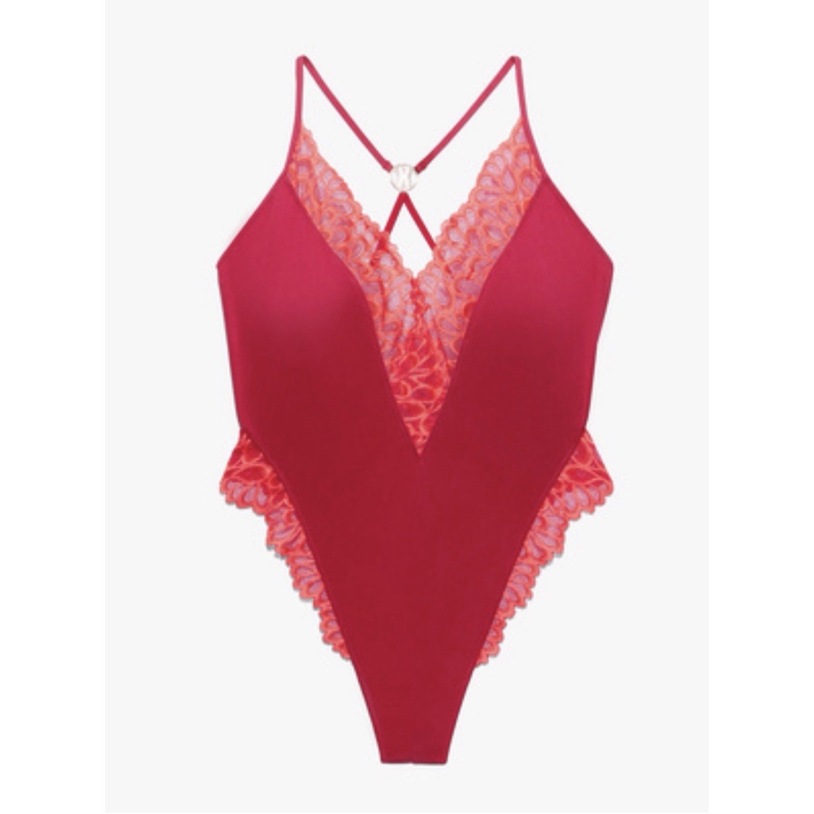 Savage X Fenty Not Sorry Red Violet Purple Lace Xl Bodysuit Teddy Sexy Lingerie